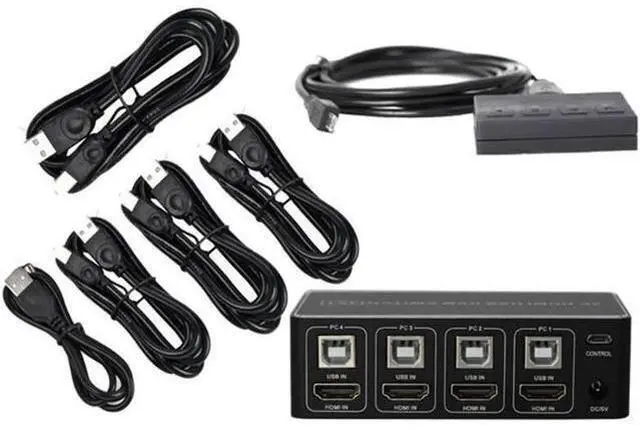 Alt view image 4 of 7 - AOMOPROING 4 Port HDMI KVM Switch 4K@30HZ/1080P@60HZ USB HDMI KVM Switcher 4 in 1 Out USB HDMI for Mouse Keyboard Hub for PC Laptop Win7 Win10 MAC