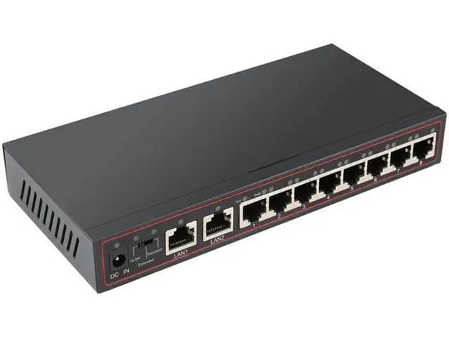 Alt view image 3 of 5 - 10 Ports POE Switch 52V Ethernet Network Switch 8 PoE Switch Injector for IP camera/Wireless AP/CCTV Camera System