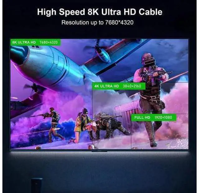 Alt view image 5 of 7 - 8K Fiber Optic Hdmi 2.1 Cable 65Feet,Supports 8K@60Hz 4K@120Hz Ultra High Speed 48Gbps Dynamic HDR, eARC,ARR, Dolby Atmos, Compatible with PS5, Xbox Series X, UHD TV-Gold