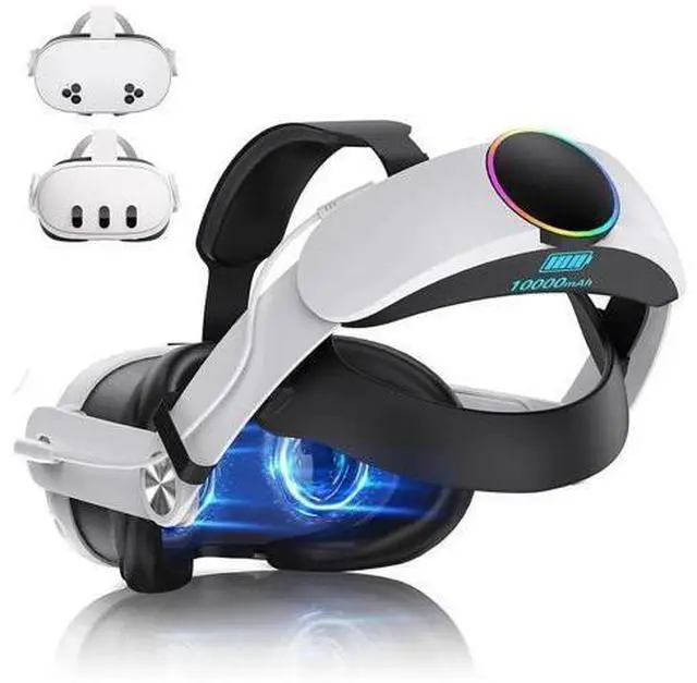 Main image of RGB VR Headset for O-cu-lus/Me-ta Quest 3/3S Head Strap with 10000mAh Battery, Rechargeable Elite Strap Extend 4-6H Playtime and Adjustable for VR Headset Compatible with Quest 3/3S Accessories