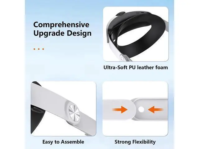 Alt view image 5 of 6 - RGB VR Headset for O-cu-lus/Me-ta Quest 3/3S Head Strap with 10000mAh Battery, Rechargeable Elite Strap Extend 4-6H Playtime and Adjustable for VR Headset Compatible with Quest 3/3S Accessories