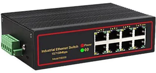 Main image of Industrial 8 port ethernet LAN switch 100M DOUBLE DC POWER high and low temperature SURGE PROTECTION TXE036