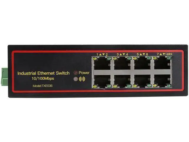 Alt view image 3 of 3 - Industrial 8 port ethernet LAN switch 100M DOUBLE DC POWER high and low temperature SURGE PROTECTION TXE036