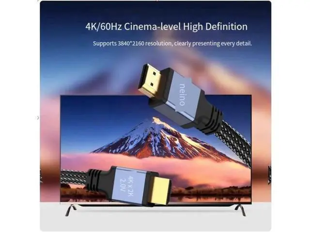Alt view image 2 of 7 - HDMI2.0 4K60HZ high-definition computer monitor TV connection cable Braided mesh extension desktop computer notebook 10m