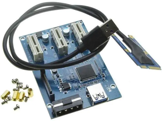 Alt view image 6 of 6 - Aomoproing Mini PCIe 1 to 3 PCI express 1X slots Riser Card Expansion adapter Mini ATX Laptop to PCI-e Port Multiplier