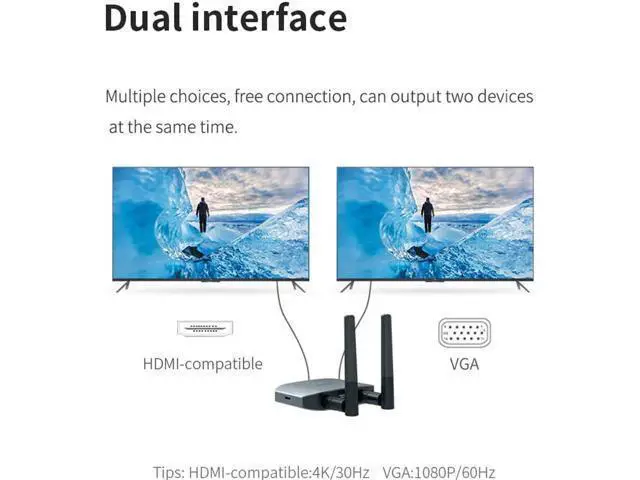 Alt view image 6 of 7 - 4K HD VGA HDMI-compatible Adapter TV Stick Wireless WiFi Display Dongle Screen Mirroring Video Audio Converter