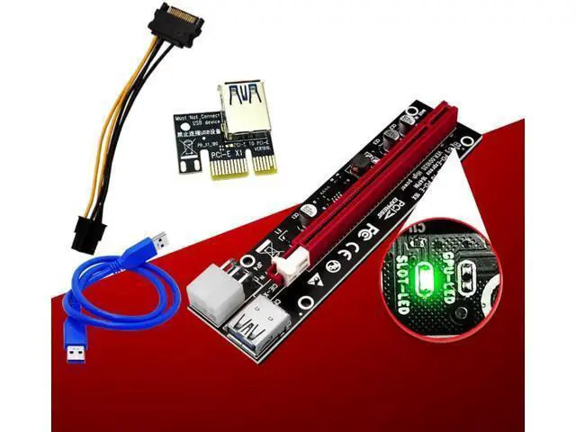 Alt view image 4 of 6 - PCIE Riser PCI-E 1 to 6 Riser Card 103S Cabo Riser PCI Express x16 Extender 0.6M USB 3.0 Cable SATA to 6Pin Power for Video Card