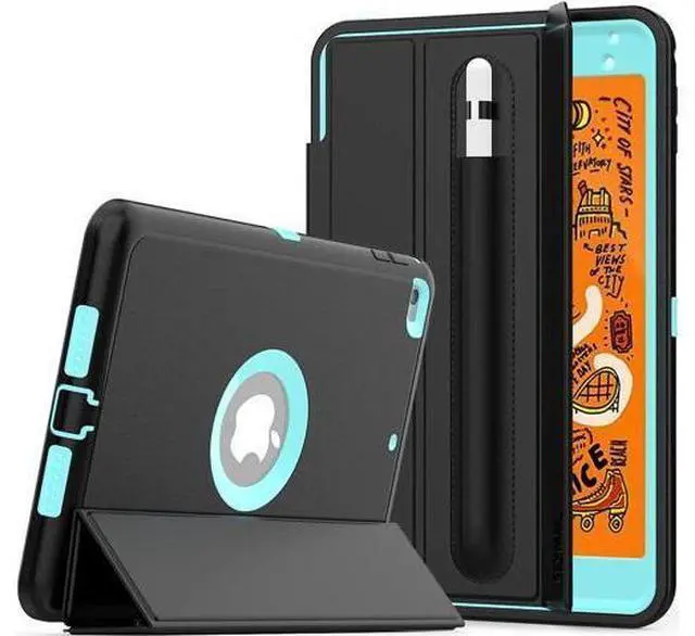 Main image of iPad Mini 5 Case iPad Mini 4 Case Smart Case Protective Cover Auto Sleep Wake with Stylus Holder Three Layer Drop Protection Heavy Duty Stand Case for iPad Mini 5th / 4th Gen Blue