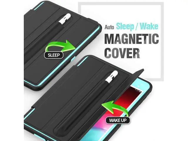 Alt view image 7 of 7 - iPad Mini 5 Case iPad Mini 4 Case Smart Case Protective Cover Auto Sleep Wake with Stylus Holder Three Layer Drop Protection Heavy Duty Stand Case for iPad Mini 5th / 4th Gen Blue