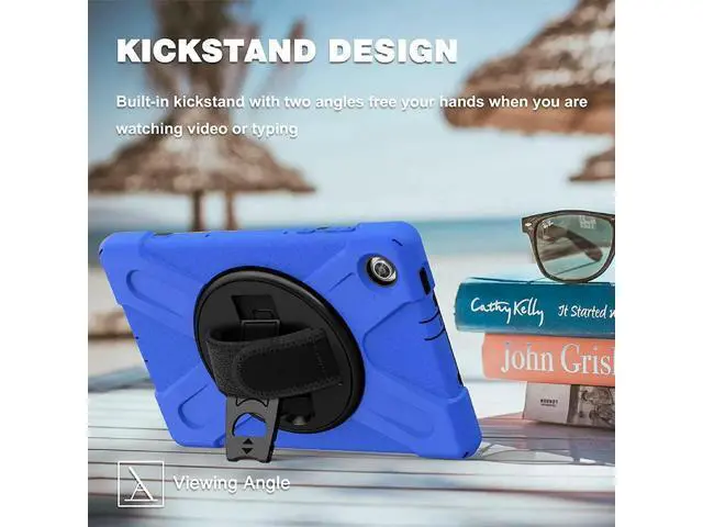 Alt view image 2 of 7 - Shoockproof Case for Lenovo Tab M10 HD (2nd Gen) 2020 10.1 Inch Rugged Case with Strap Kickstand Shoulder Belt for TB-X306F / TB-X306X Blue