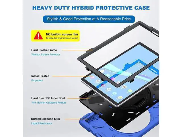 Alt view image 5 of 7 - Shoockproof Case for Lenovo Tab M10 HD (2nd Gen) 2020 10.1 Inch Rugged Case with Strap Kickstand Shoulder Belt for TB-X306F / TB-X306X Blue