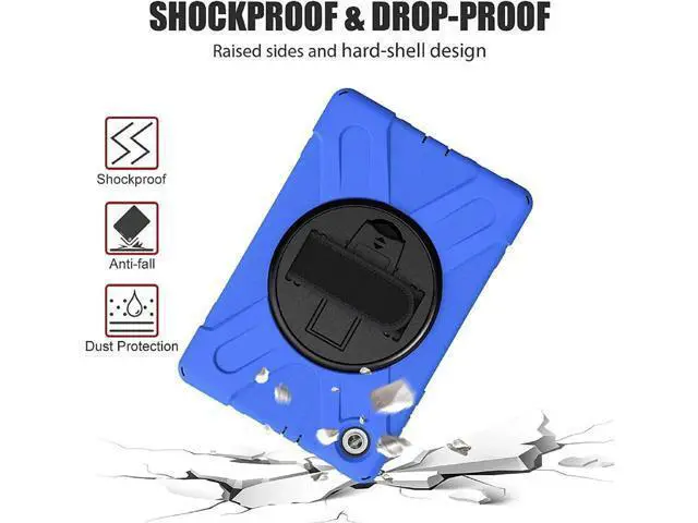 Alt view image 4 of 7 - Shoockproof Case for Lenovo Tab M10 HD (2nd Gen) 2020 10.1 Inch Rugged Case with Strap Kickstand Shoulder Belt for TB-X306F / TB-X306X Blue