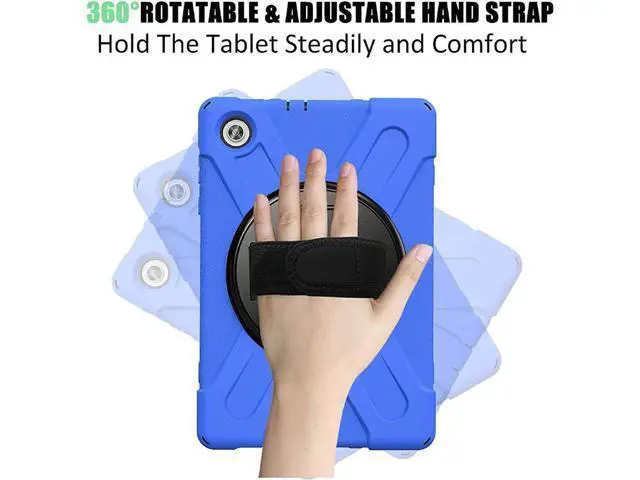 Alt view image 3 of 7 - Shoockproof Case for Lenovo Tab M10 HD (2nd Gen) 2020 10.1 Inch Rugged Case with Strap Kickstand Shoulder Belt for TB-X306F / TB-X306X Blue