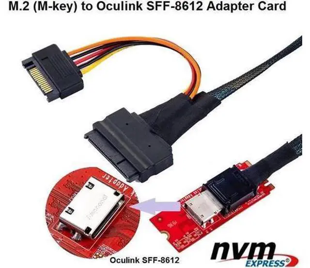 Main image of M.2 M-key PCI-E 3.0 to Oculink SFF-8612 host Adapter for PCIe NVMe SSD