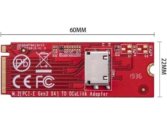 Alt view image 5 of 7 - M.2 M-key PCI-E 3.0 to Oculink SFF-8612 host Adapter for PCIe NVMe SSD