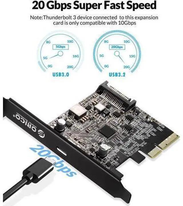 Main image of Type-C USB-C PCI-Express to USB 3.2 20Gbps PCI-E Express Expansion Card Adapter with ASM3242 Chipset for Windows 8/10/Linux