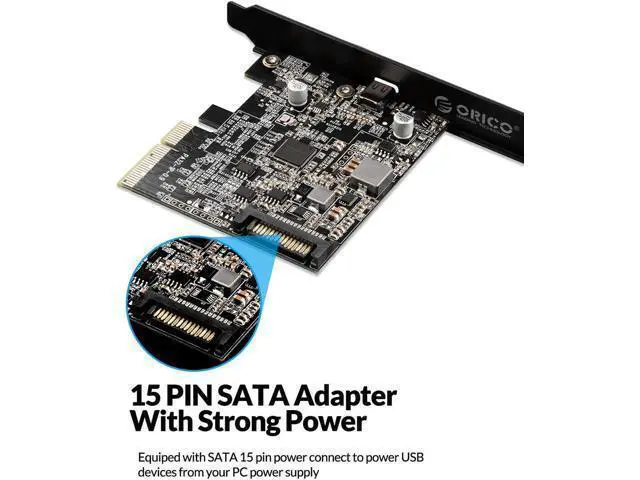 Alt view image 4 of 7 - Type-C USB-C PCI-Express to USB 3.2 20Gbps PCI-E Express Expansion Card Adapter with ASM3242 Chipset for Windows 8/10/Linux