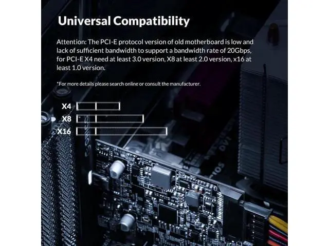 Alt view image 7 of 7 - Type-C USB-C PCI-Express to USB 3.2 20Gbps PCI-E Express Expansion Card Adapter with ASM3242 Chipset for Windows 8/10/Linux