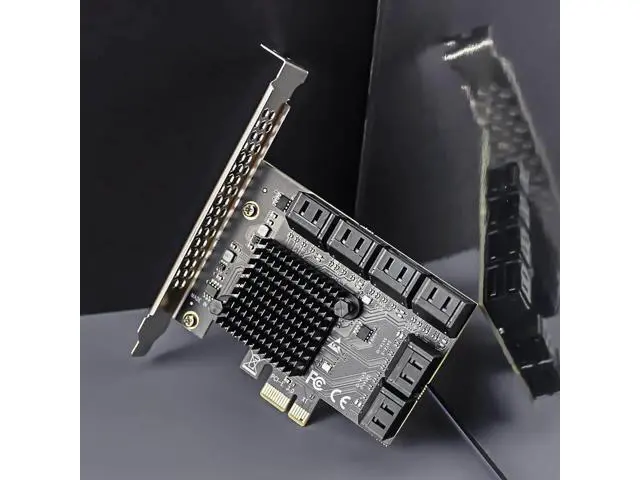 Alt view image 3 of 7 - Aomoproing SA3112-C 12-Port PCIe X1 SATA Expansion Card with SATA and Power Cables, Compatible with Windows,Linux,Mac OS,NAS