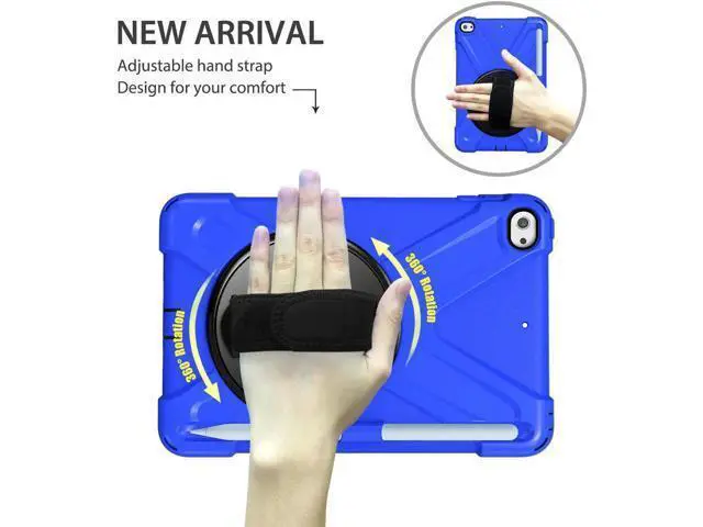 Alt view image 7 of 7 - iPad Mini 5 Case 2019 iPad Mini 4 Case with Pencil Holder Shockproof 360 Degree Rotation Cover with Kickstand Hand Strap Shoulder Strip Protective Case for iPad Mini 5th iPad Mini 4th Generation Blue