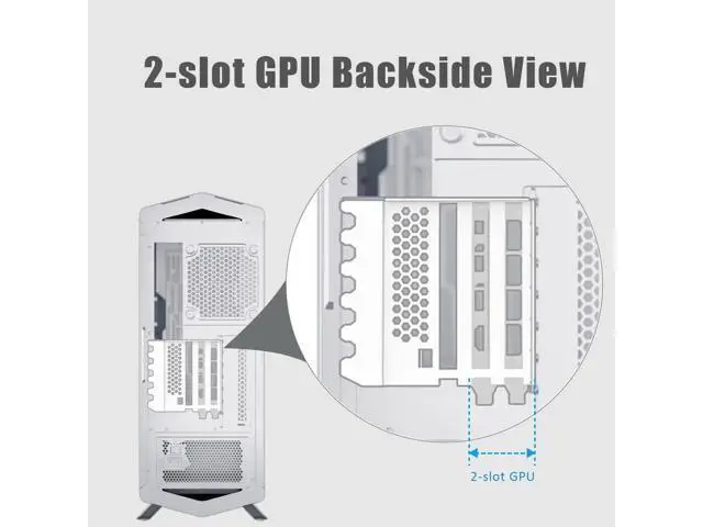 Alt view image 2 of 7 - Aomoproing 2-Slot GPU Support Bracket with 200mm PCIe 4.0 Riser Cable for GPU Vertical Mount, Compatible with RTX 40/30 Series and Radeon RX7000/RX6000 Series, PC Cases with Open PCI 7/8-slot Design