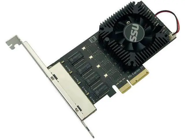 Alt view image 3 of 6 - 2.5Gb Ethernet PCIE 4 Port Network Card Adapter 2.5Gbps PCI Express X4 RTL8125B Chip RJ45 2500Mbps LAN Card with Cooling Fan