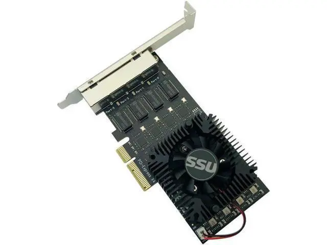 Alt view image 4 of 6 - 2.5Gb Ethernet PCIE 4 Port Network Card Adapter 2.5Gbps PCI Express X4 RTL8125B Chip RJ45 2500Mbps LAN Card with Cooling Fan