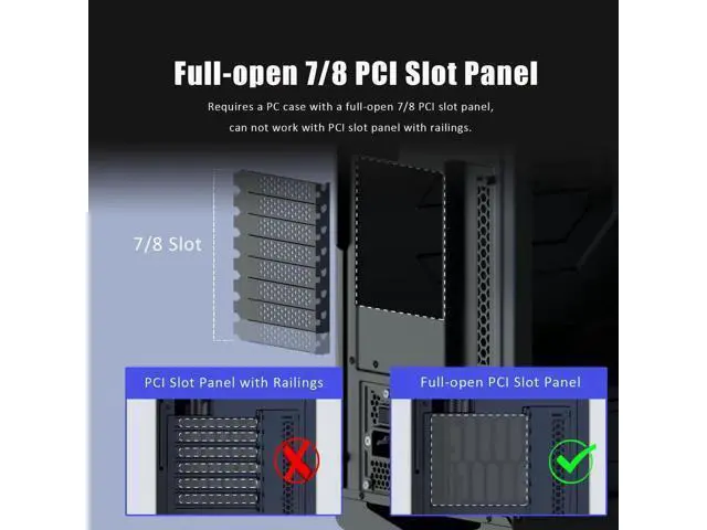 Alt view image 6 of 7 - Aomoproing 2-Slot GPU Support Bracket with 180mm PCIe 4.0 Riser Cable for GPU Vertical Mount, Compatible with RTX 40/30 Series and Radeon RX7000/RX6000 Series, PC Cases with Open PCI 7/8-slot Design