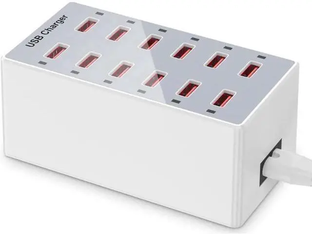 Main image of USB Charger 12-Ports USB Charging Station for Multiple Devices USB Wall Charger Power Hub Strip Smart Plug Charging Dock Block for iPhone Xs/XR,iPad,iPod,Galaxy S9/S8,Laptops and Smart Phones 60W