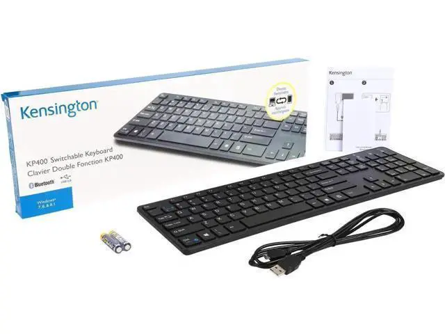 Alt view image 3 of 5 - Kensing-ton KP400 K72322US Black Micro USB Wired / Wireless Standard Switchable Keyboard