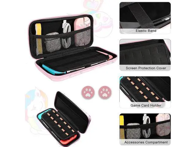 Alt view image 5 of 7 - Unicorn Hard Carrying Case for Nintendo Switch- Pink Portable Travel Case with Soft TPU Protective Case Cover Compatible with Nintendo Switch for Girls