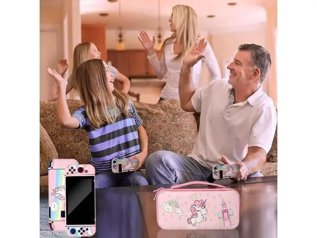 Alt view image 6 of 7 - Unicorn Hard Carrying Case for Nintendo Switch- Pink Portable Travel Case with Soft TPU Protective Case Cover Compatible with Nintendo Switch for Girls