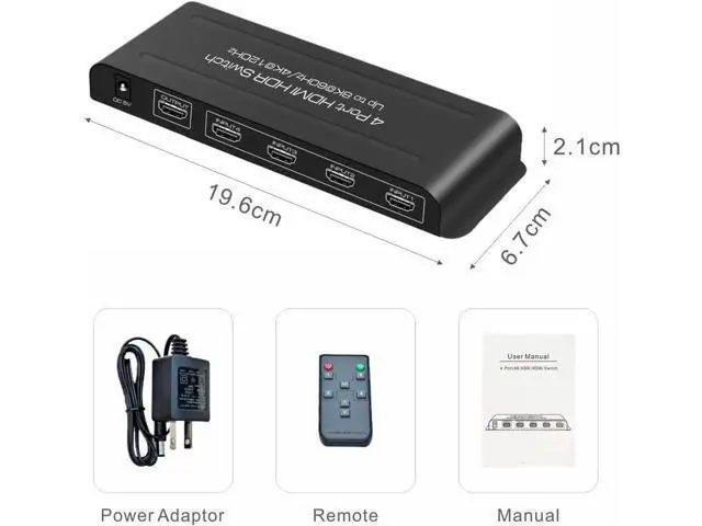 Alt view image 3 of 7 - 4 Port HDMI 2.1 Switch 4K@120Hz 8K@60Hz, 48Gbps transfer rate, HDMI Switcher 4 in 1 Out Support PS-5, X-box Series X, HDR10+, Do-lby Vision Do-l-by At-mos