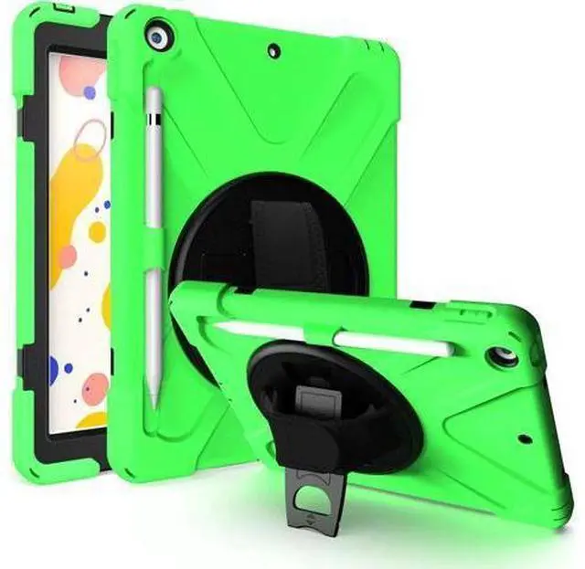Main image of New iPad 10.2 Case 2019 iPad 7th Generation Case Cover with Pencil Holder / Rotatable Stand / Hand Strap and Shoulder Belt Shockproof Case for iPad 10.2 inch 2019 Tablet A2197 A2198 A2200 Green