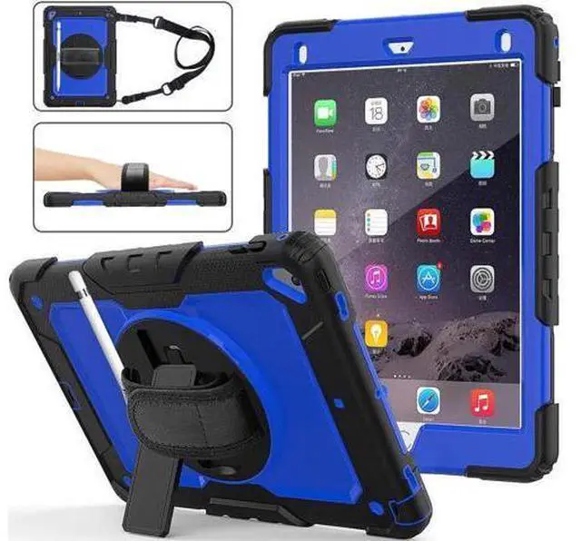 Main image of iPad 6th 5th Generation Case New iPad 9.7 Inch 2018 2017 Case Full-body Shock Proof Hybrid Armor Protective Case Cover with 360 Rotating Stand & Strap for Apple iPad 5th / 6th iPad Air 2 iPad Pro 9.7