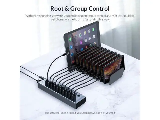 Alt view image 6 of 7 - Industrial USB 3.0 HUB 7/10 Port Aluminum USB Splitter On/Off Switch With 12V Power Adapter Support Charging for Computer