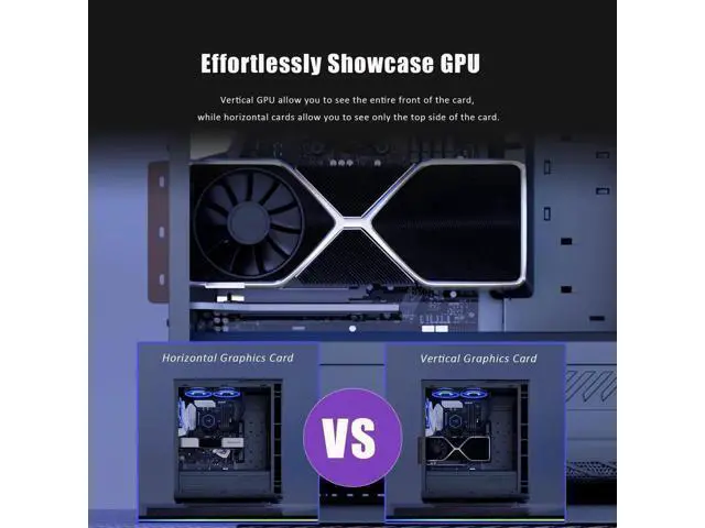 Alt view image 4 of 7 - Aomoproing 2-Slot GPU Support Bracket with 200mm PCIe 4.0 Riser Cable for GPU Vertical Mount, Compatible with RTX 40/30 Series and Radeon RX7000/RX6000 Series, PC Cases with Open PCI 7/8-slot Design