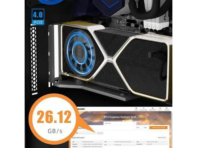 Alt view image 7 of 7 - Aomoproing 2-Slot GPU Support Bracket with 200mm PCIe 4.0 Riser Cable for GPU Vertical Mount, Compatible with RTX 40/30 Series and Radeon RX7000/RX6000 Series, PC Cases with Open PCI 7/8-slot Design