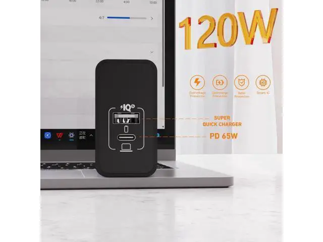 Alt view image 2 of 2 - 120W phone charger MacBook Pro laptop charger Super Fast charge flash charge PD Black