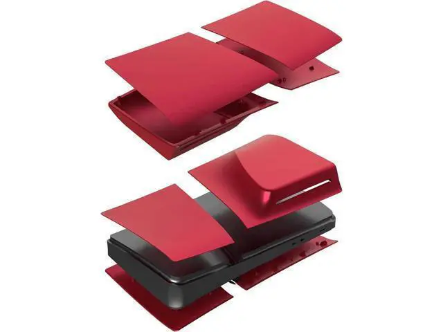 Alt view image 6 of 7 - FacePlates for PS5 Pro Disc Edition Cover Plate for PS5 Pro Premium ABS Replacement Plates Anti-Scratch Dustproof Protective Shell Case for PlayStation 5 Pro Disc Version Red