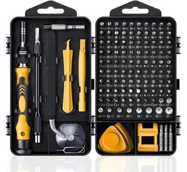 Main image of Computer Repair Kit, 122 in 1 Magnetic Laptop Screwdriver Kit, Precision Screwdriver Set, Small Impact Screw Driver Set with Case for Computer, Laptop, PC, for iPhone, Watch,Hand Tools Yellow