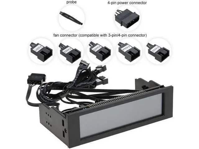 Alt view image 4 of 6 - Aomoproing 5.25" 5 Channel Touchscreen Fan Controller Temperature Monitor Automatic Speed Control Cooler LCD Front Panel