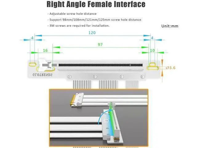 Alt view image 7 of 7 - Aomoproing 150mm PCIe 5.0 Riser Cable for RTX5090 RTX4090 RX9070 RX7900, Compatible with PCIe 5.0/4.0 GPUs, 90 Degree Right Angle for Vertical GPU Mount