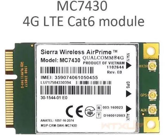 Main image of MC7430 4G Module FDD-TDD LTE CAT6 HSPA+ GNSS WWAN Card USB 3.0 MBIM interface PCIe mini 4G Card