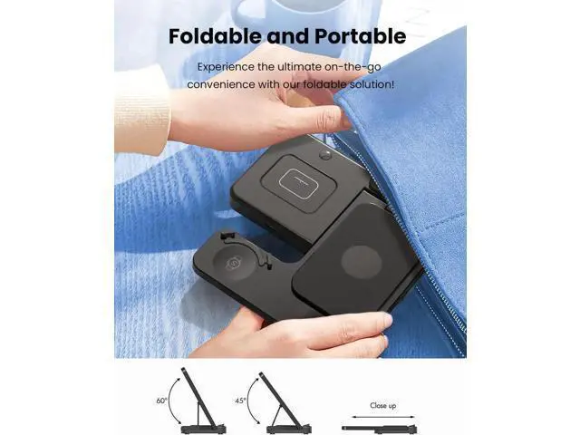 Alt view image 2 of 7 - 3 in 1 Wireless Charger Stand for Samsung, CIYOYO Fast Phone Charging Station for Galaxy Watch5 Pro/4/3/Active2/1, S24 Ultra/S24 Plus/S23/S22/S21/S20/Note 20, Z Fold/Flip Series, Android, Buds2 Pro