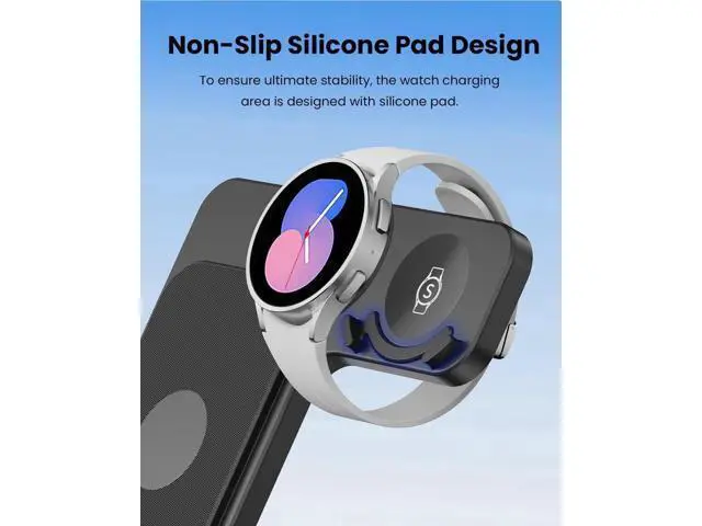 Alt view image 4 of 7 - 3 in 1 Wireless Charger Stand for Samsung, CIYOYO Fast Phone Charging Station for Galaxy Watch5 Pro/4/3/Active2/1, S24 Ultra/S24 Plus/S23/S22/S21/S20/Note 20, Z Fold/Flip Series, Android, Buds2 Pro