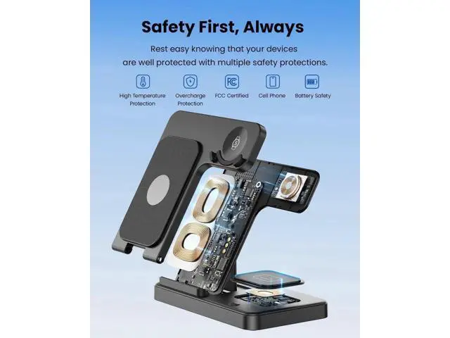 Alt view image 5 of 7 - 3 in 1 Wireless Charger Stand for Samsung, CIYOYO Fast Phone Charging Station for Galaxy Watch5 Pro/4/3/Active2/1, S24 Ultra/S24 Plus/S23/S22/S21/S20/Note 20, Z Fold/Flip Series, Android, Buds2 Pro