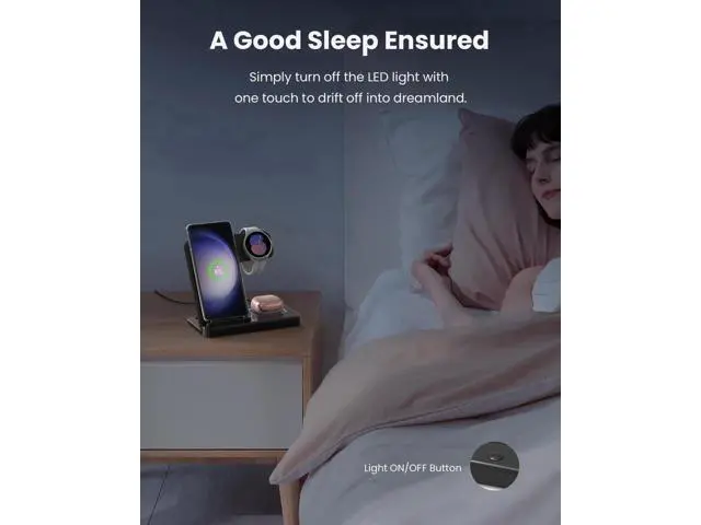 Alt view image 7 of 7 - 3 in 1 Wireless Charger Stand for Samsung, CIYOYO Fast Phone Charging Station for Galaxy Watch5 Pro/4/3/Active2/1, S24 Ultra/S24 Plus/S23/S22/S21/S20/Note 20, Z Fold/Flip Series, Android, Buds2 Pro
