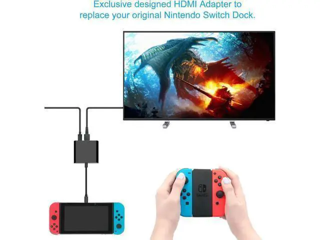 Alt view image 5 of 6 - Type C Hub Adapter for Nintendo Switch, HDMI Converter Dock Cable for Switch (Black)