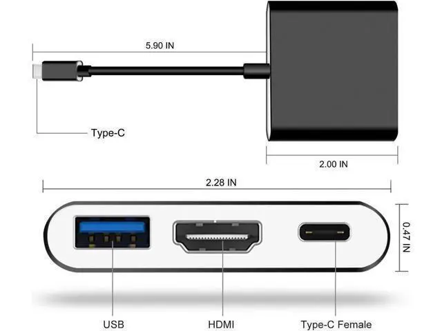 Alt view image 6 of 6 - Type C Hub Adapter for Nintendo Switch, HDMI Converter Dock Cable for Switch (Black)